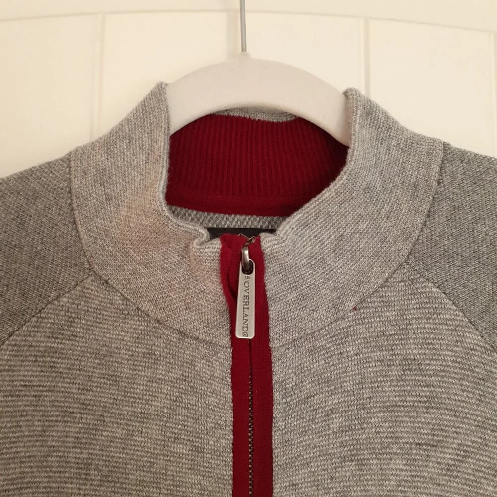 Overland Louis Wool-Blend Zip Up Sweater with Pockets Gray Size XL